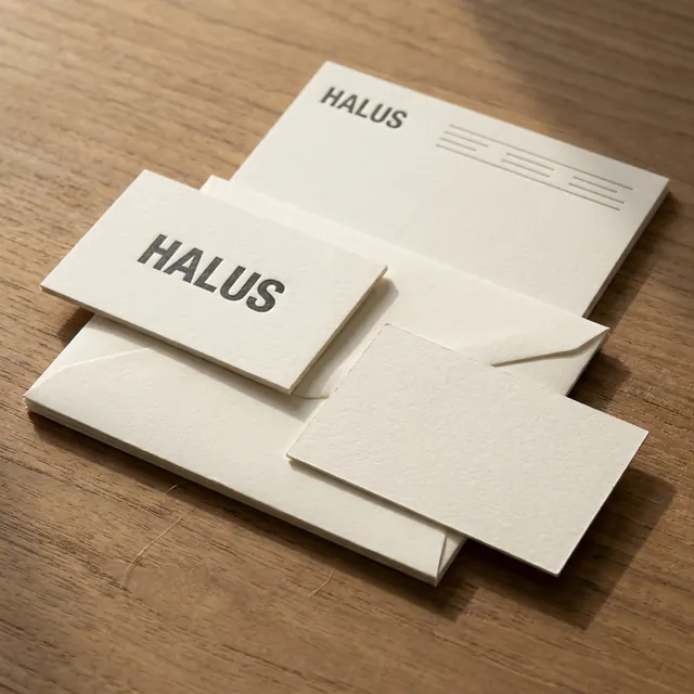 [object Object] — Business card, letterhead, envelope — shot as a set.